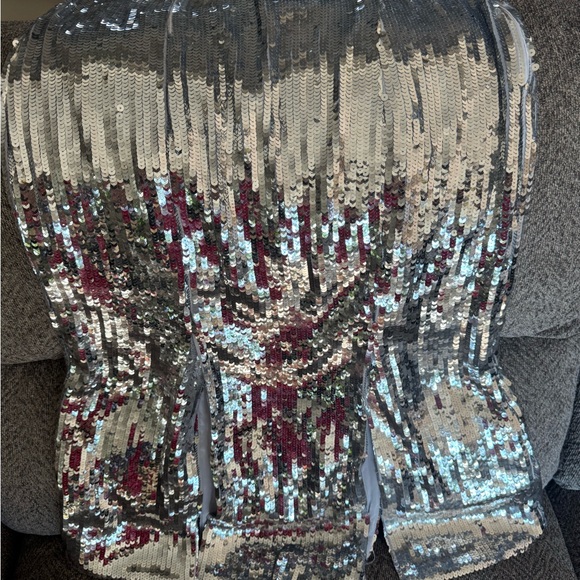 J. Crew Silver Sequin Midi Skirt - Picture 1 of 3